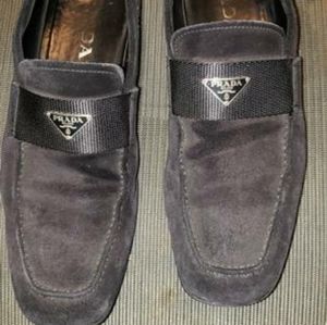 Prada Men's Black Slip-on Suede Loafers, USA Size 8